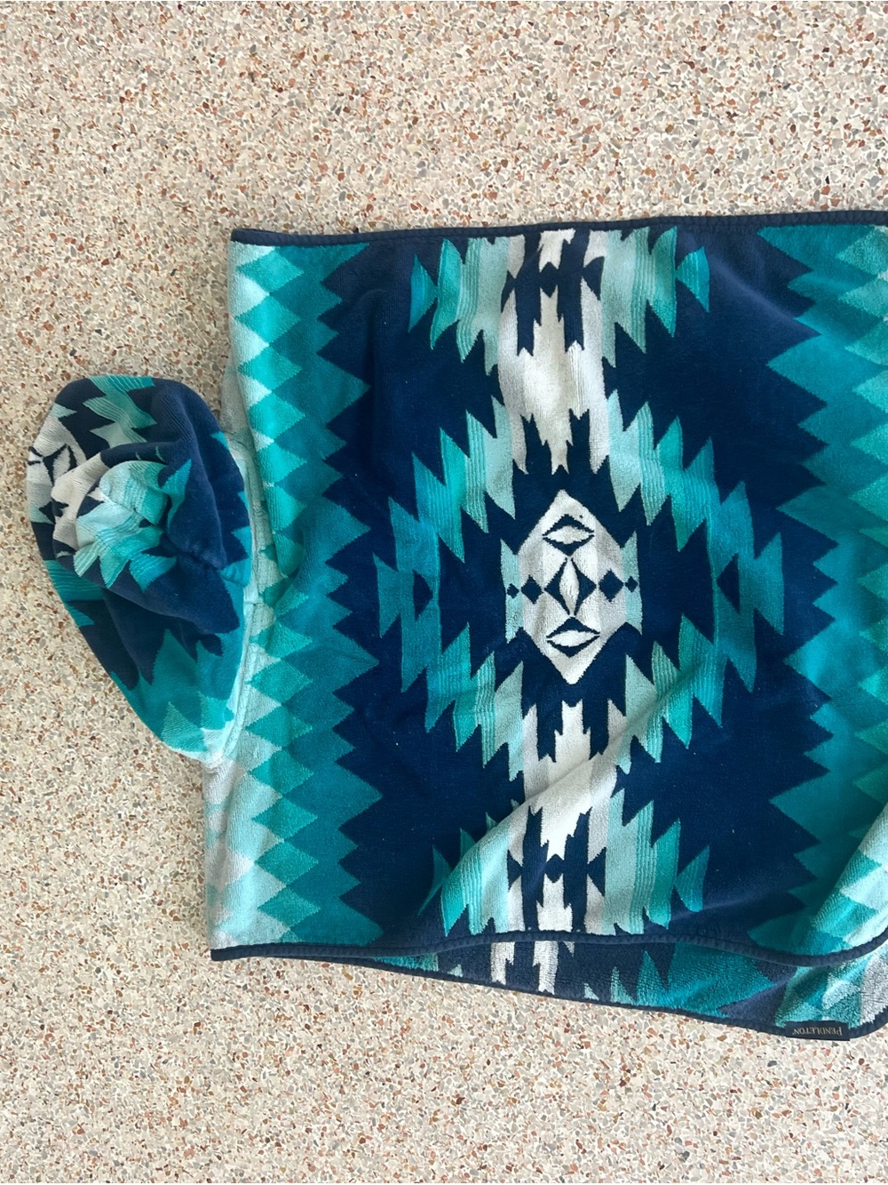 Pendleton Kids Hooded Swim Coverup in Teal, Navy & White - Picture 3 of 3